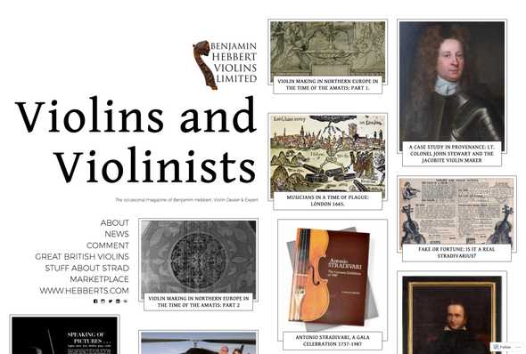 Screenshot for the site Violins and Violinists